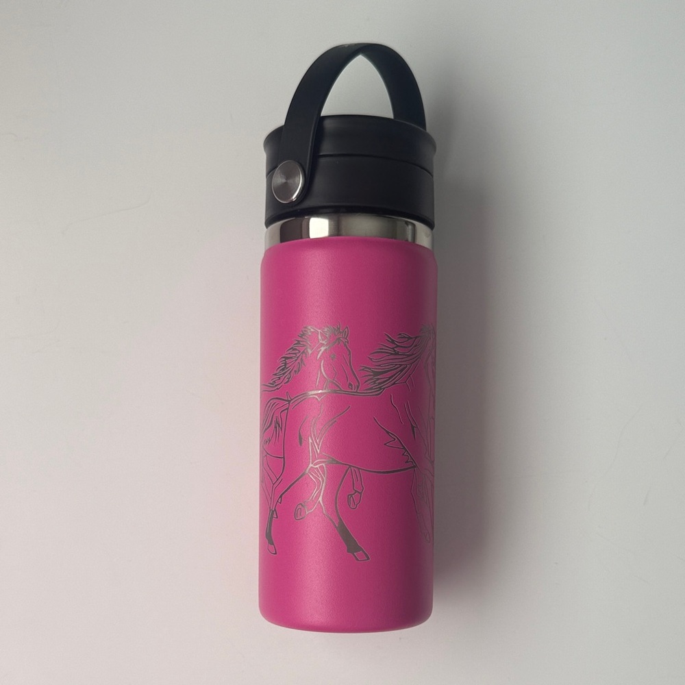 16 Oz HydroFlask Wide Flex Sip Lid With Horse Engraving